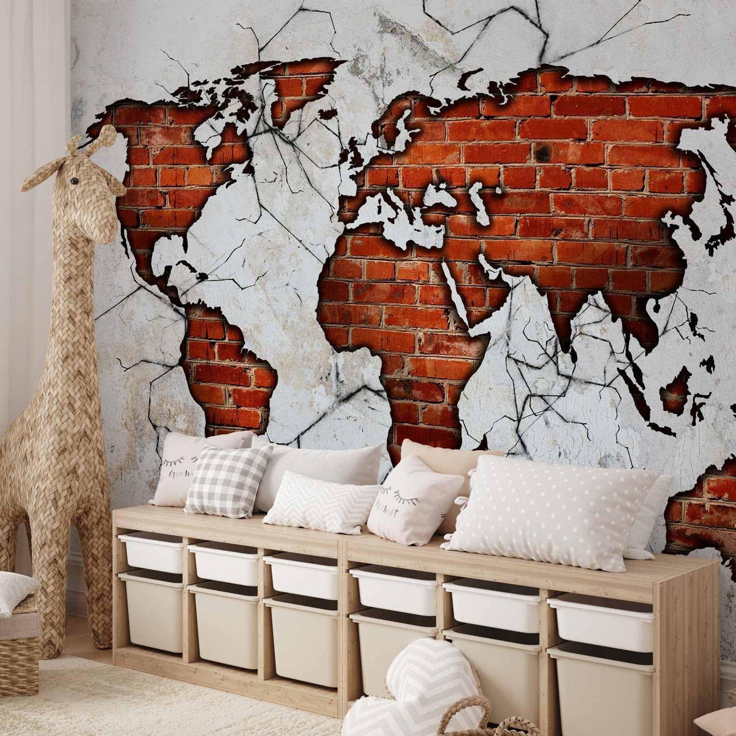 artgeist Wall Mural World Map 118x83 in - XXL Non-Woven Wallpaper Fleece Wall Decor Photo Print Picture Image Design Map of The World k-A-0495-a-a