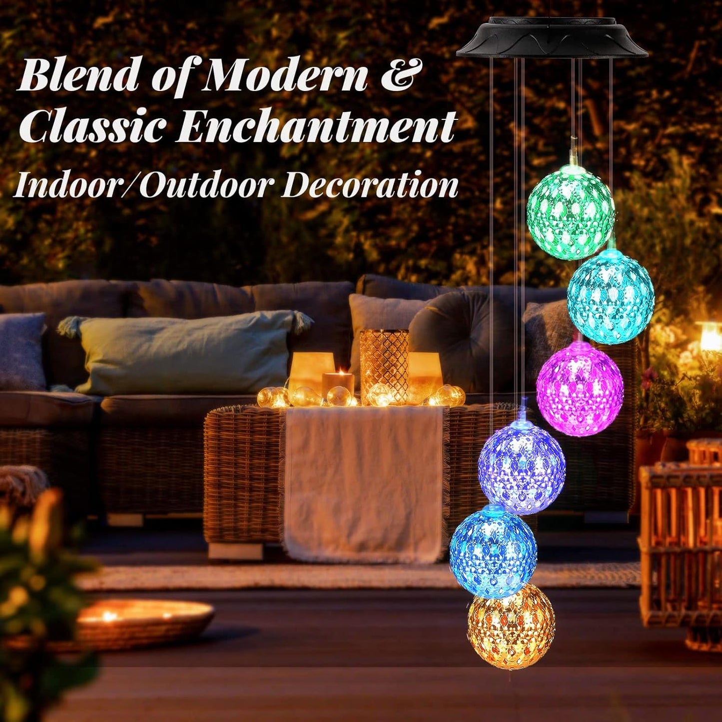 Gifts for Mothers Day, Birthday Gardening Gifts for Women Mom Grandma, Solar Lights Outdoor Decorative Solar Wind Chimes for Outside Gold Ball Garden Decor Yard Patio Porch