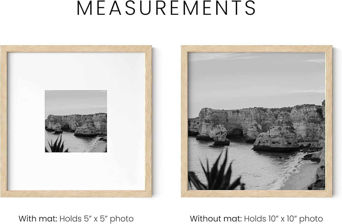 HAUS AND HUES Modern Oak Wood Picture Frame, Beige, 10x10 inches, Matted, Set of 6, Gallery Wall Frame