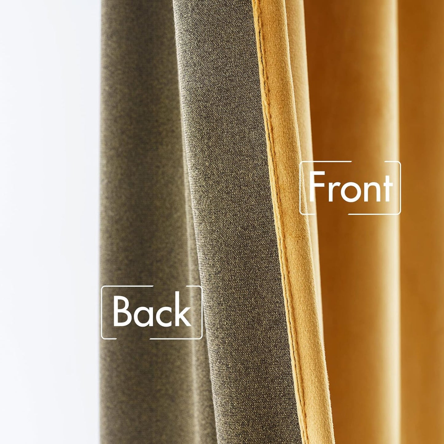 MIULEE Velvet Curtains 90 inches 2 Panels - Pinch Pleat Luxury Room Darkening Curtains for Bedroom Living Room Thermal Insulated Super Soft Fall Window Drapes Rod Pocket Pinch Pleated, Mustard Yellow