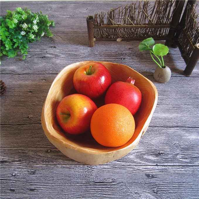 Wooden Bowl Decorative Natural Wood Fruit Bowl, Irregular Creative Wood Bowls, Rustic Hand Carved Candy Snack Keys Serving Bowls for Home Decor (10"-12" Diameter)