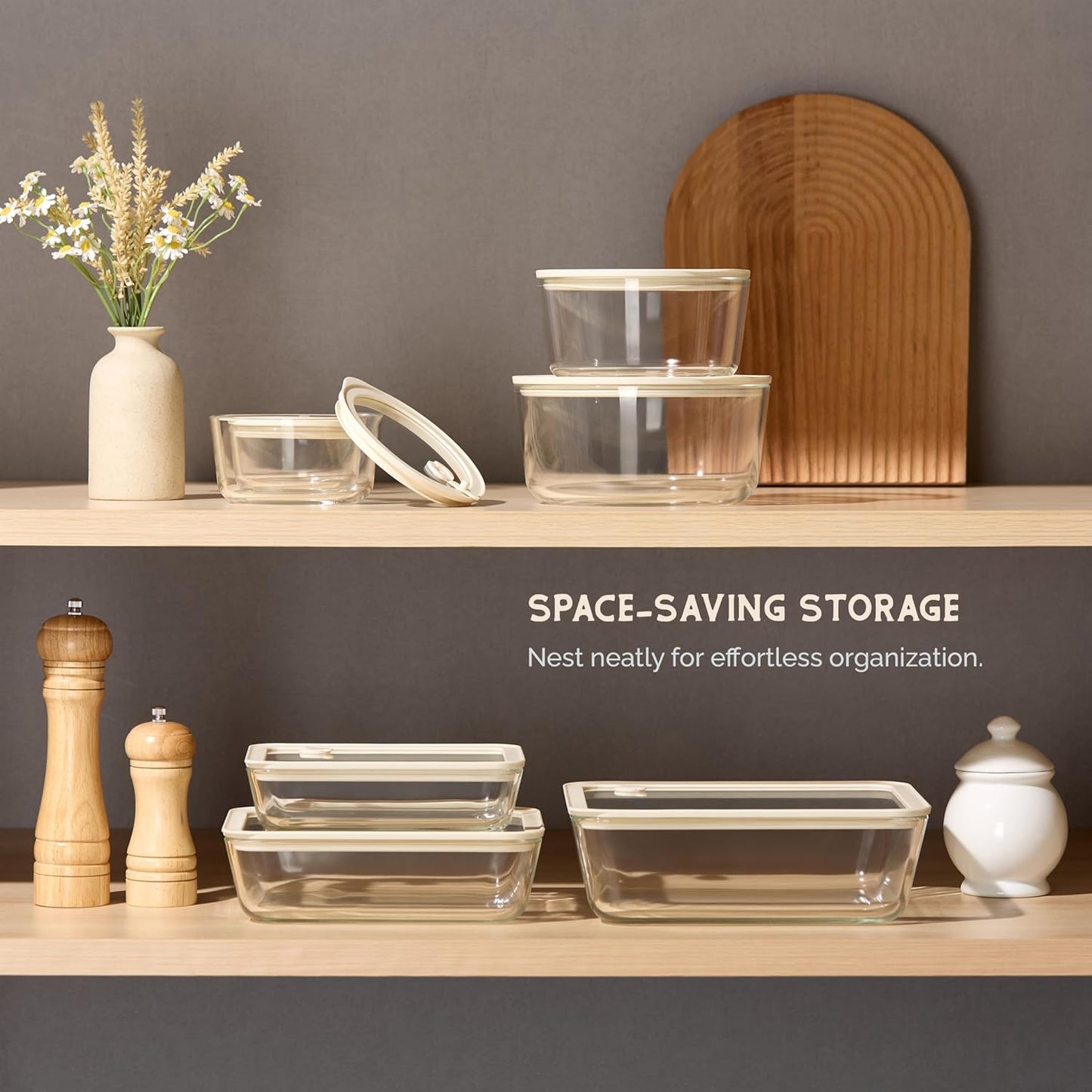 Vase and Vessel Non-Toxic Glass Storage Container Set, Borosilicate Glass, Tempered Glass Lids, Baking Pan, Airtight with Vents, Microwave, Oven & Dishwasher Safe (Circular, Set of 4)