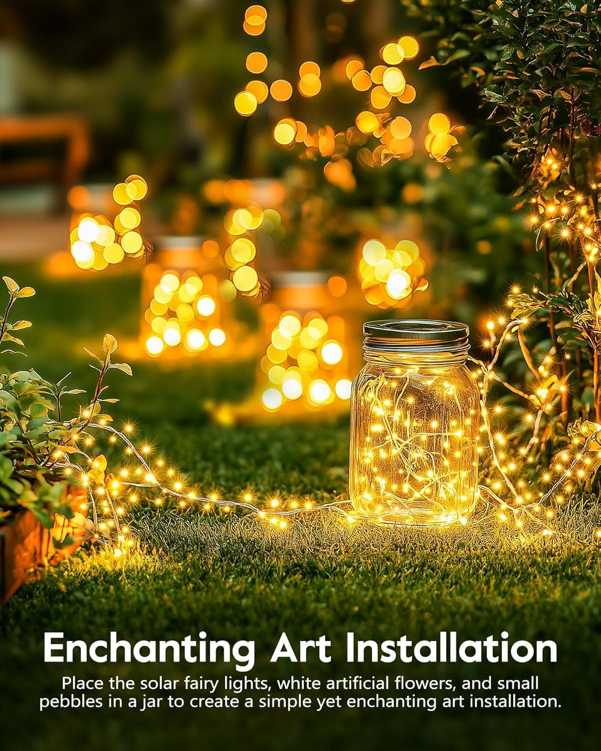 120LED 10FT Solar Fairy Lights Outside Waterproof, 8 Lighting Modes IP65 Outdoor Solar String Lights Outdoor Waterproof Firecracker Twinkle Light for Patio Yard Garden Party Decorations, Warm White