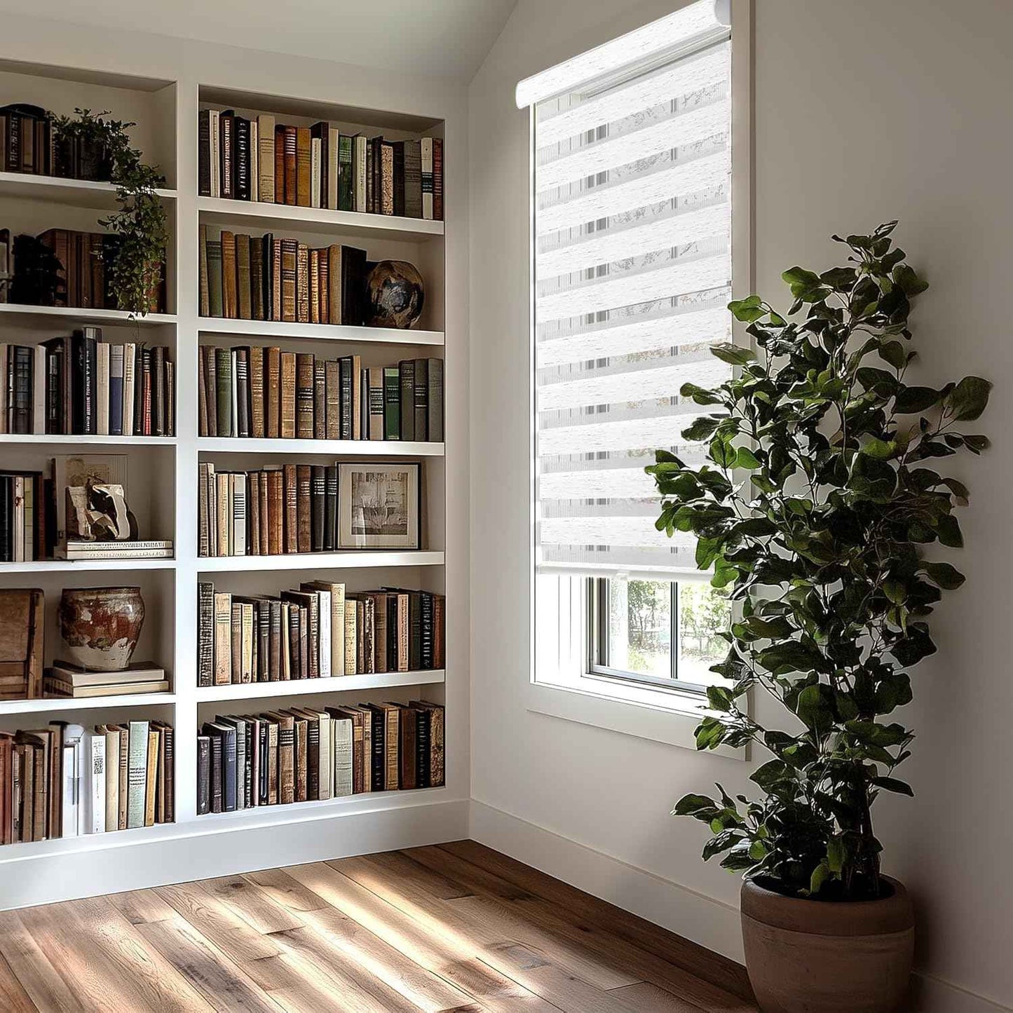CHICOLOGY Zebra Blinds Cordless Window Shades, Dual Layer Light Filtering Roller Shades for Windows, Sheer Privacy Striped Fabric, Easy Install, 71" W x 72" H, Basic Natural
