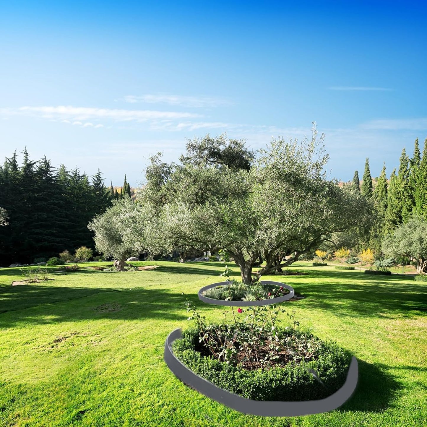 33FT Landscape Edging, 4in Tall Garden Edging Border with 30pcs Stakes Straight Top Edging for Yard Garden DIY Flower Beds Sidewalks Paver Edging, Grey