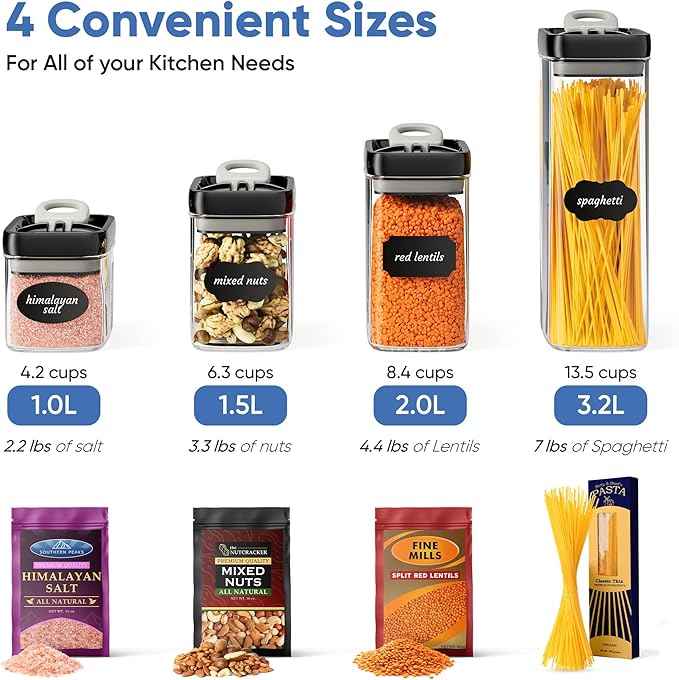 Chef's Path Airtight Food Storage Containers Set for Home Organization - 7 Piece Largest Flip Lock Set w/more Capacity - BPA Free Plastic Dry Food Storage Containers with Lids