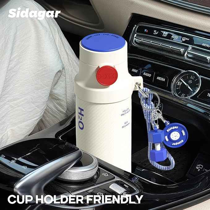18 oz Insulated Water Bottle, Stainless Steel Travel Mug with Lid, Double Wall Vacuum Sports Water Bottle, BPA Free, Leak-Proof, Fits in Car Cup Holder, Great for Men Kid School, White