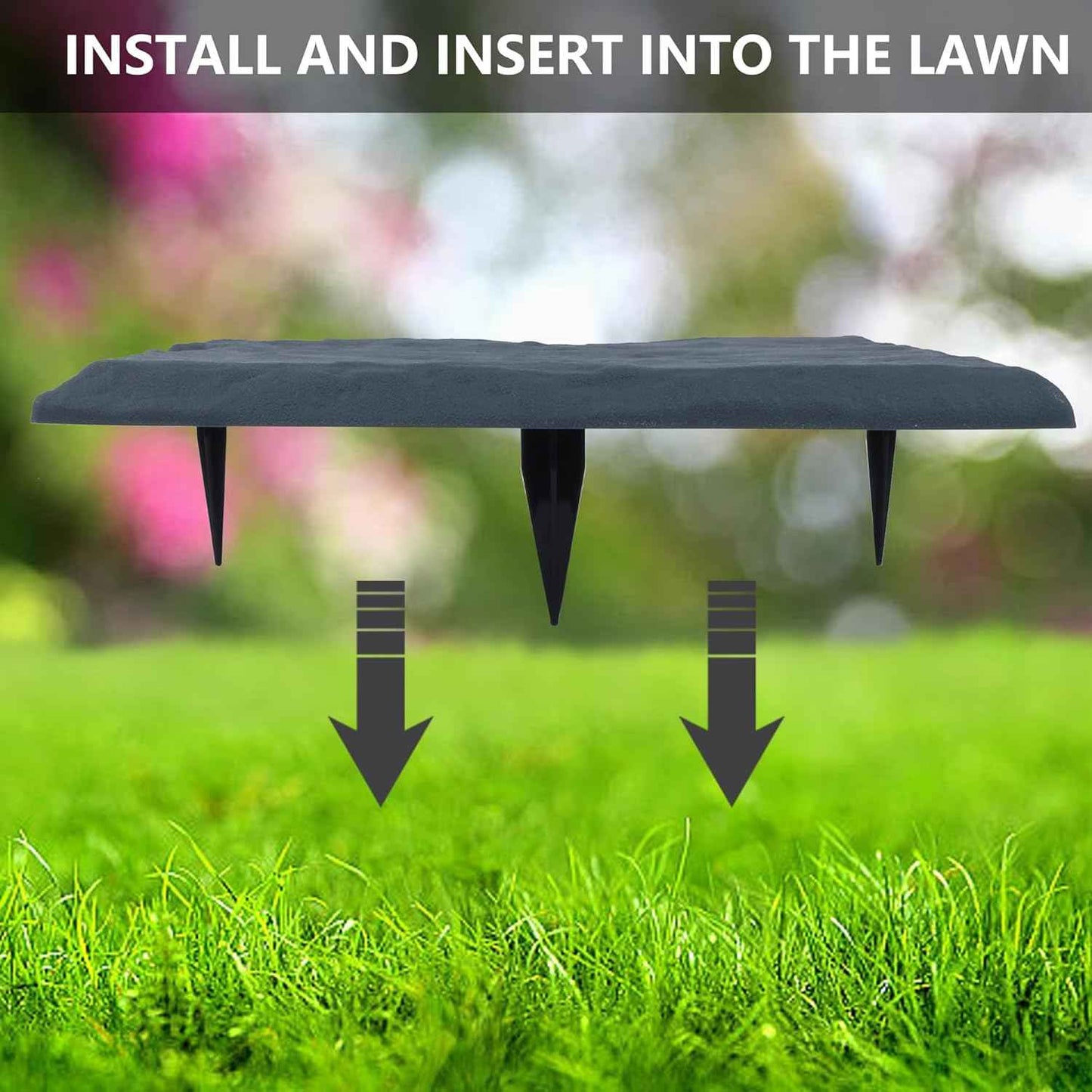 4Pcs Large Stepping Stones Outdoor Garden Walkway, Durable Plastic Pavers for Patio, Pathway, and Landscaping, Weatherproof Stepping Stones with Ground Stakes for Easy Installation
