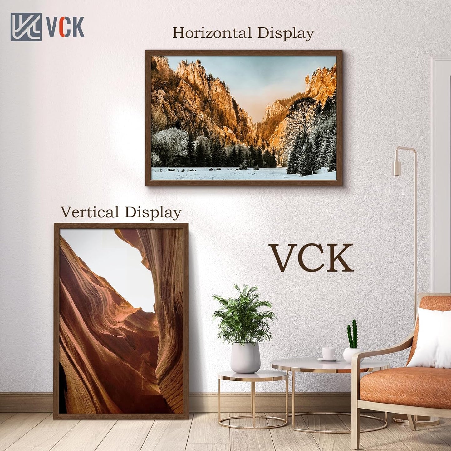 VCK 27x40 Brown Poster Frame 3 Pack, Wood Picture Frame with Exclusive Wood Grain, Wall Mounting Hanging