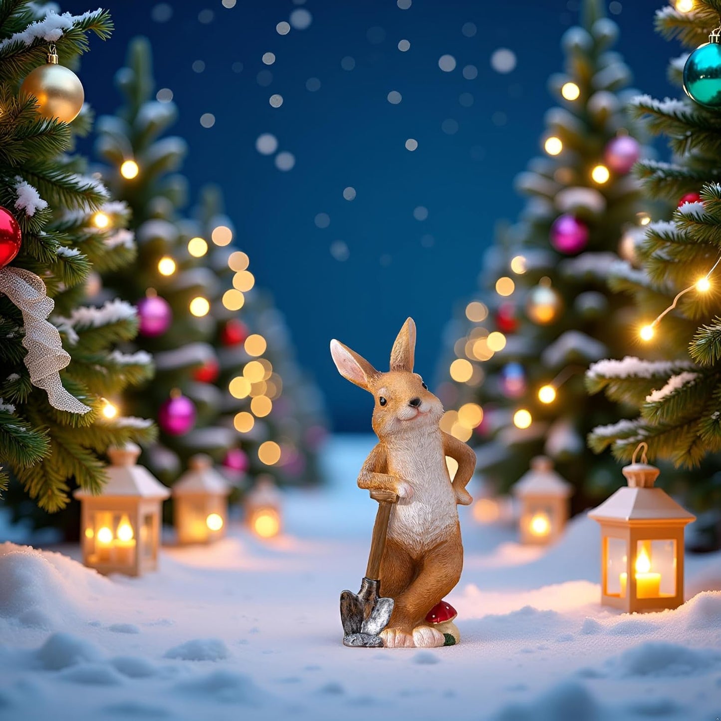 Bunny Garden Statue Outdoor Decor Resin Funny Rabbit Statue for Outdoor Patio Lawn Yard Art Decoration Christmas Housewarming Gift