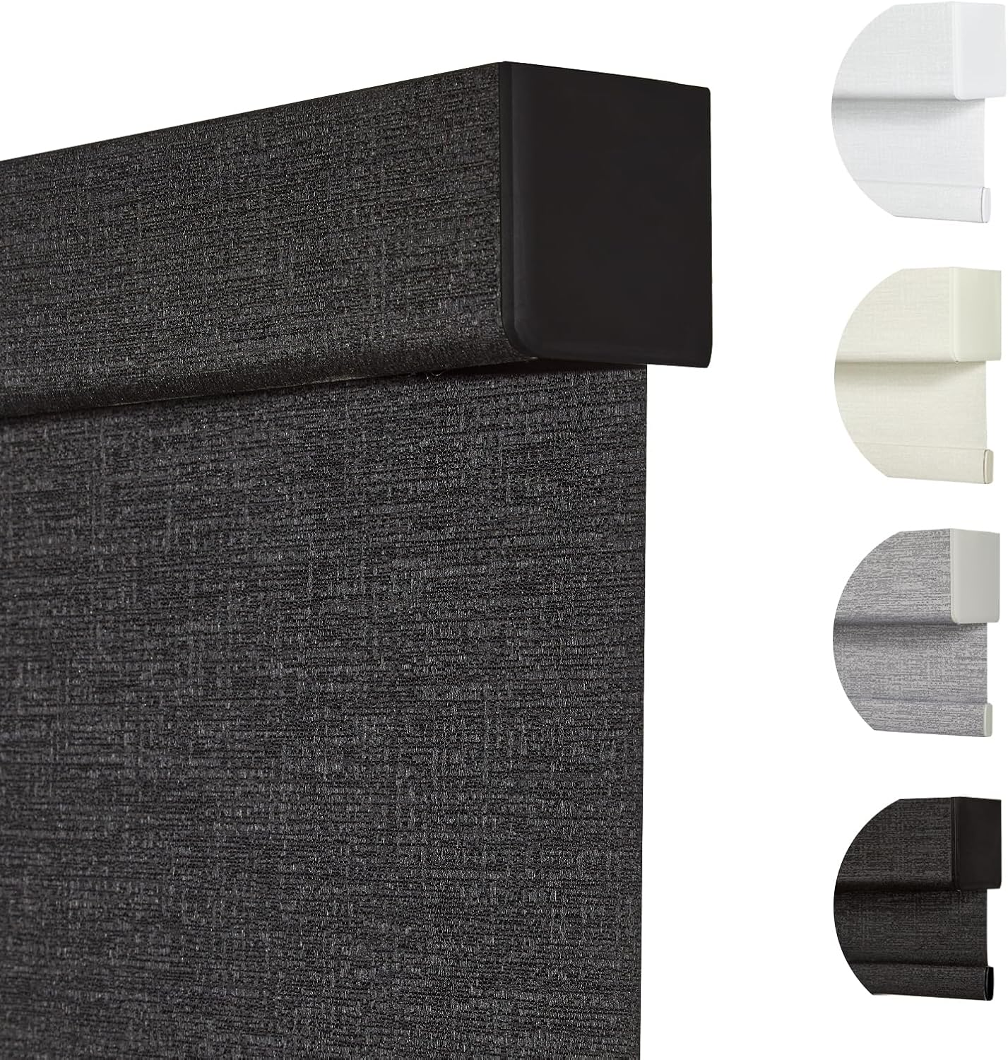 Persilux Free-Stop Cordless Blinds for Indoor Windows with Cover, Window Shades Blackout Roller Blinds, Thermal Insulated Fabric UV Protection for Kitchen, Office, Living Room, Black(29.5" W x 48" H)