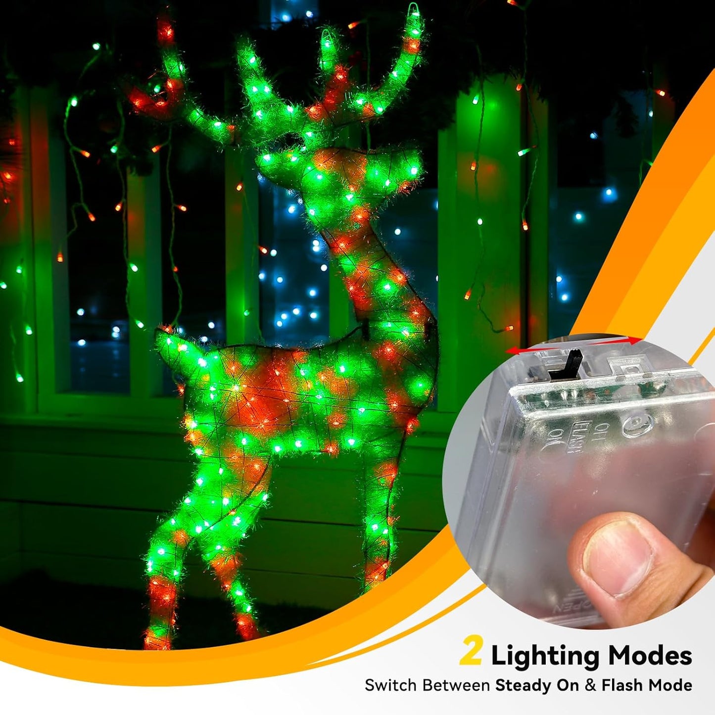 4 Pack 60LED Christmas Fairy Lights Battery Operated - 20FT Twinkle Lights with 2 Lighting Modes Indoor Outdoor, Waterproof Led Fairy String Lights for Bedroom, Classroom, Dorm, DIY Decor, Red & Green
