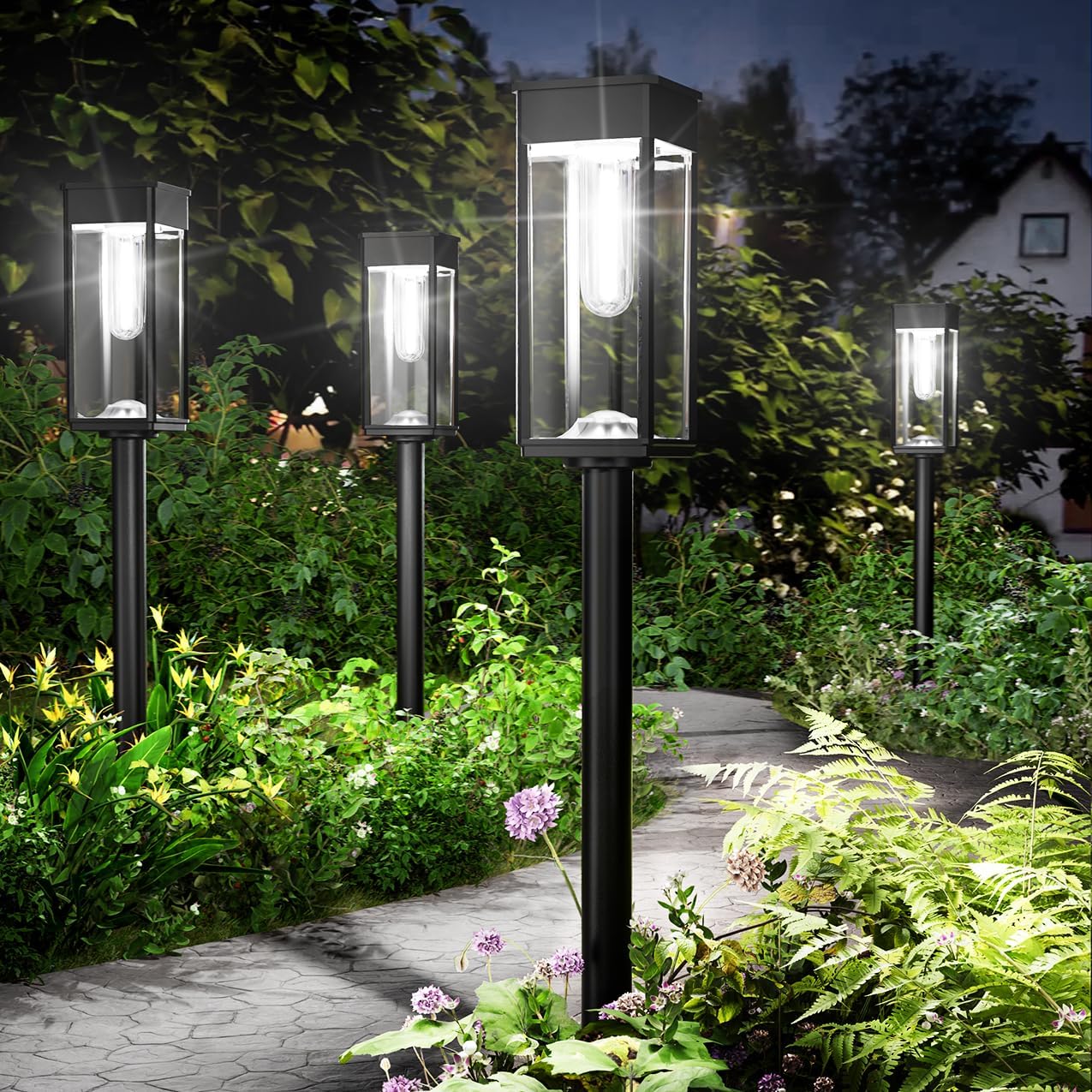 Solar Pathway Lights Outdoor,2 Pack Bright Solar Lights Outdoor,IP65 Waterproof Solar Garden Lights Solar Powered Landscape Lighting for Yard Patio Walkway Driveway Pathway (Cool White)