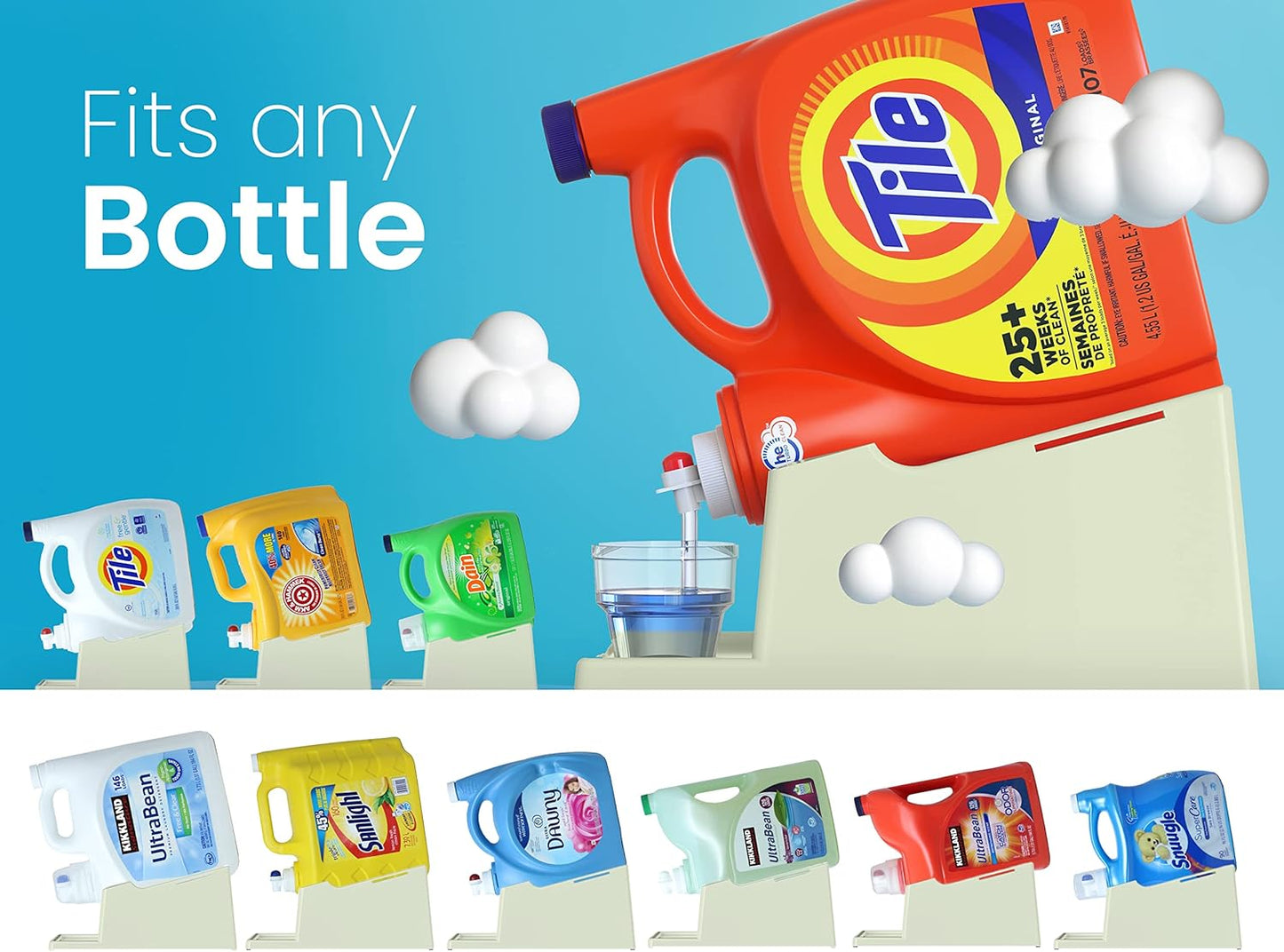 TidyFriend Laundry Detergent Holder Stand with Drip Tray, 2 Pack Laundry Soap Holder with Non-Slip Rubber Feet for Washing Space Organization, Angled Downward Slope for Easy Pouring (Green)