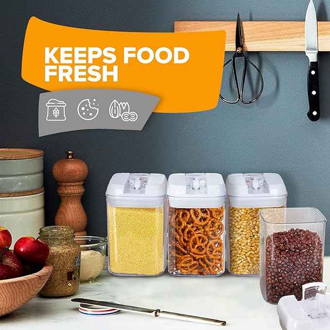 Cheer Collection Airtight Food Storage Containers, Kitchen Storage for Pantry, Set of 8 Food Containers with Lids Airtight, Pantry Storage Containers & Organizers with Lids, White