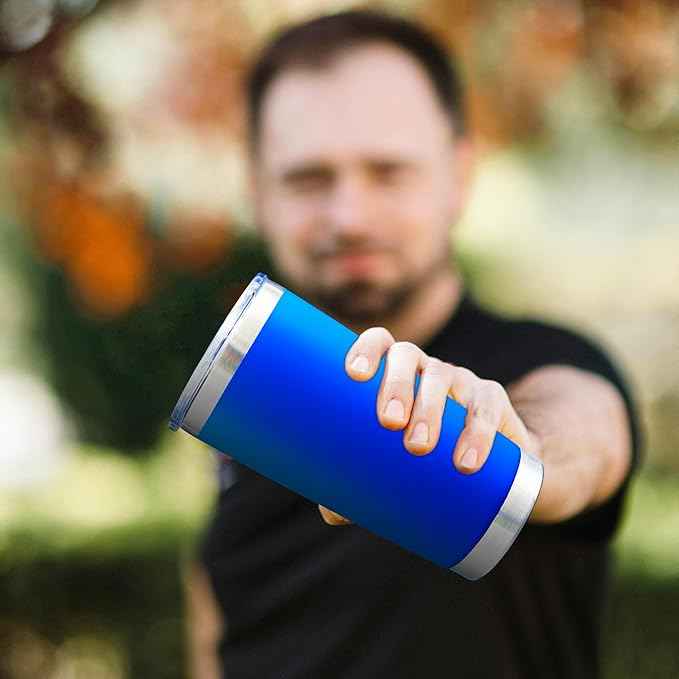 AIANJI 20oz Tumbler Bulk Stainless Steel Tumblers with Lid Vacuum Insulated Double Wall Travel Coffee Mug Powder Coated Tumbler Cup for Hot and Cold Drinks(Dark Blue, 12 pack)