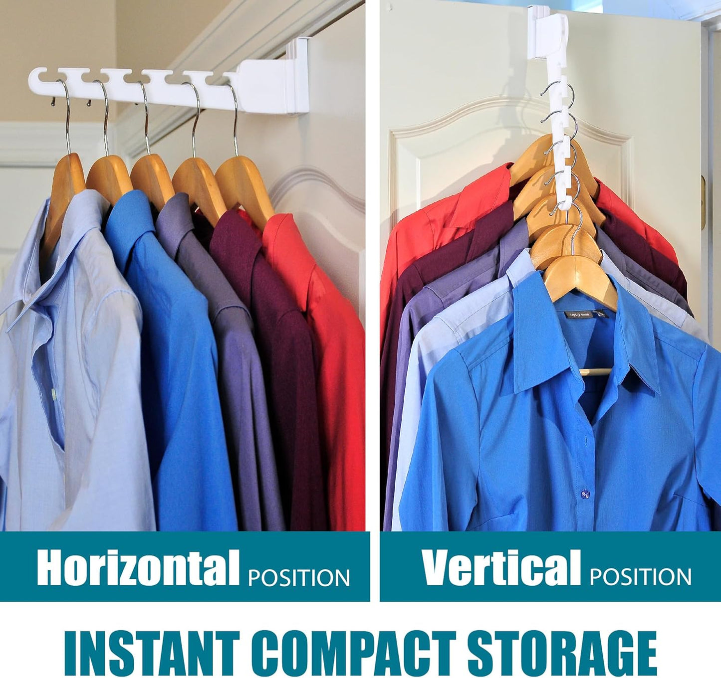 Wonder Hanger Over The Door 2-Pack Organizer for Clothes Hangers, Space-Saving Cascading Hanger Hooks, White - Lumora Casa
