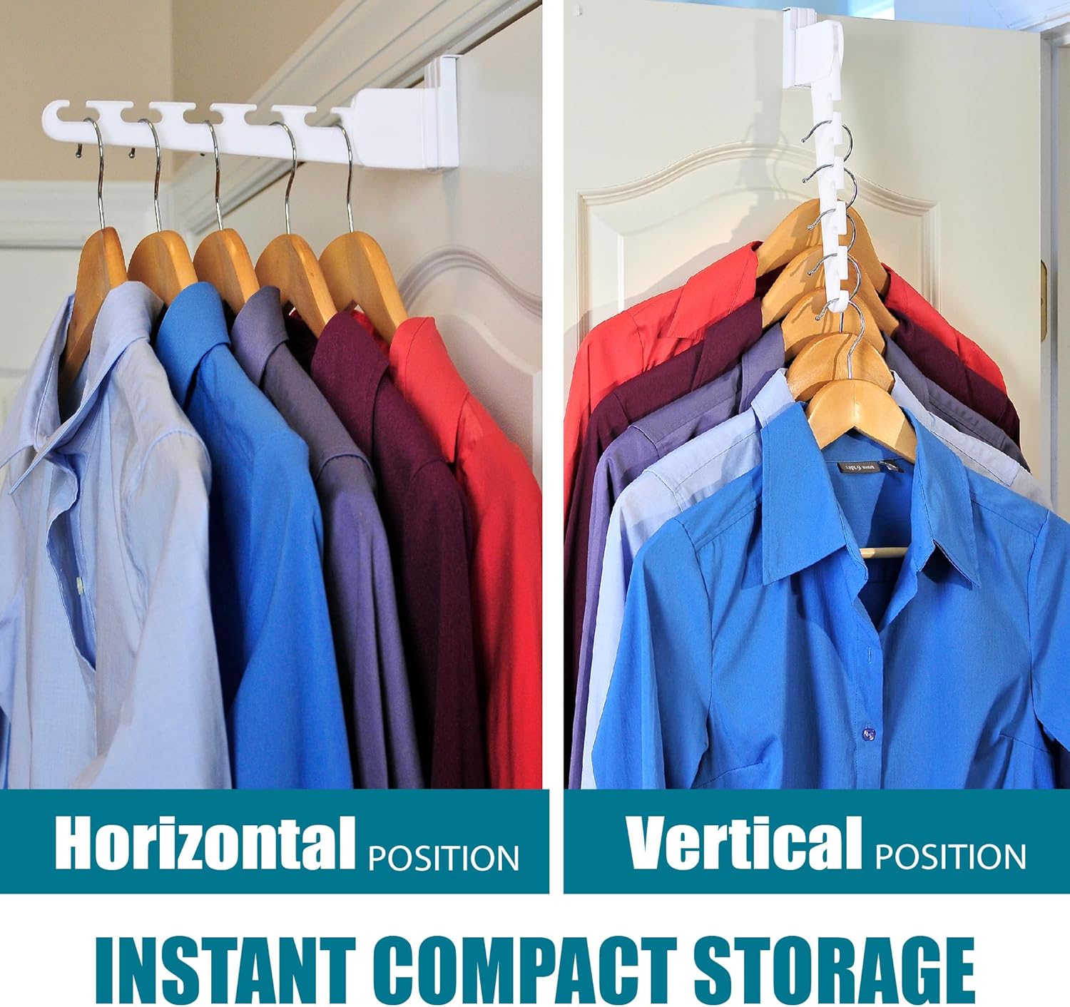 Wonder Hanger Over The Door 2-Pack Organizer for Clothes Hangers, Space-Saving Cascading Hanger Hooks, White - Lumora Casa