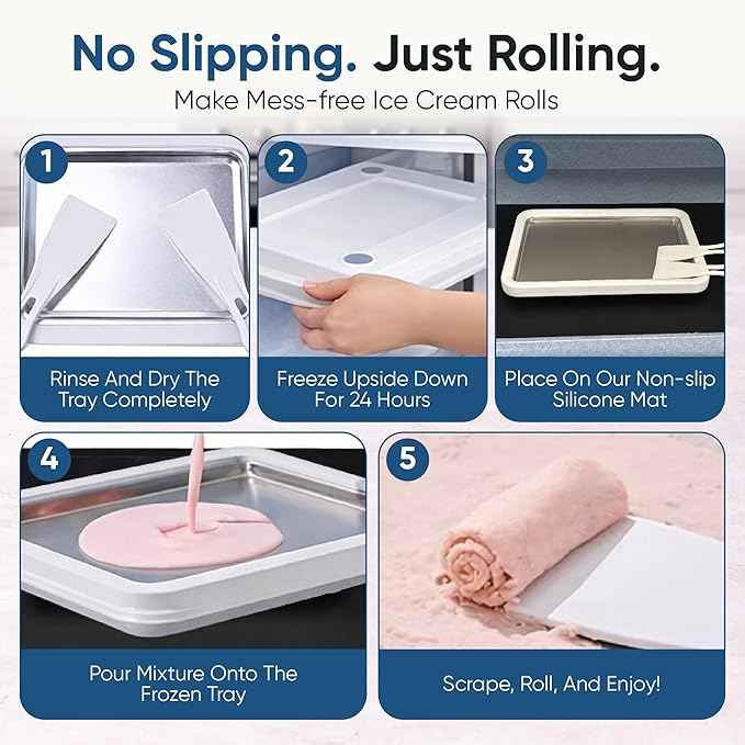 Extra Large Rolled Ice Cream Maker (14"x10") - Make Instant IceCream w/the Family - Manual Roll Your Own IceCream - Roll Ice Cream Tray