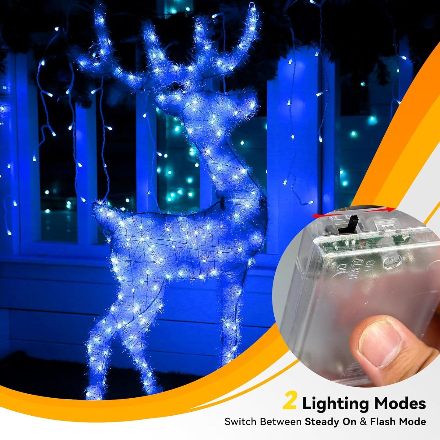 4 Pack 60LED Christmas Fairy Lights Battery Operated - 20FT Twinkle Lights with 2 Lighting Modes Indoor Outdoor, Waterproof Led Fairy String Lights for Bedroom, Classroom, Dorm, DIY Decor, Blue