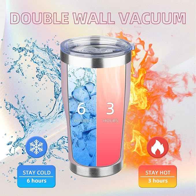 MEZMUT 1 Pack 20oz Insulated Coffee Tumbler with Lid and Straw Double Wall Vacuum Insulated Cup Stainless Steel Travel Mugs Leakproof Powder Coated Tumbler for Indoor Outdoor(Lavender)