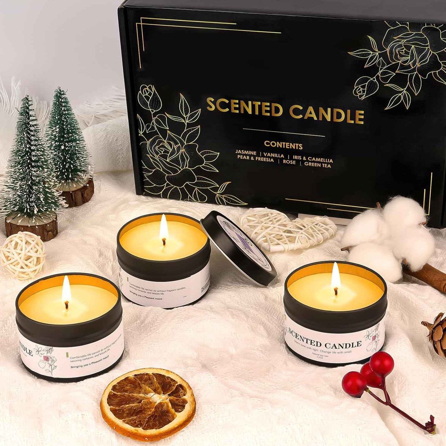 Scented Candles for Women and Men, 6 Pack Aromatherapy Candles for Home Scented, Natural Soy Jar Candle Bulk Gift Set for Christmas Birthday Thanksgiving Mother Coworker