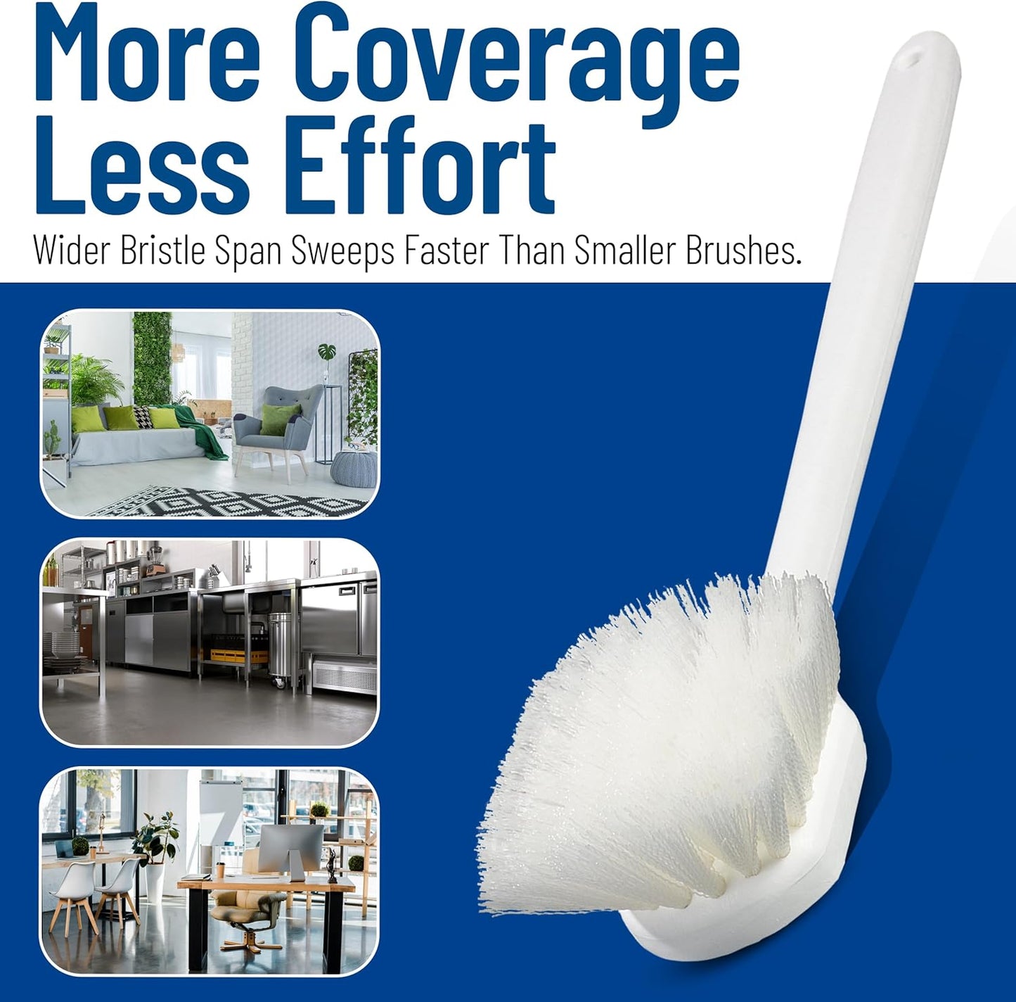CFS 36620L00 Flo-Pac Plastic Handle Utility Scrub Brush, Nylon Bristles, 20" Length, 2" Bristle Trim, White, 1 Count