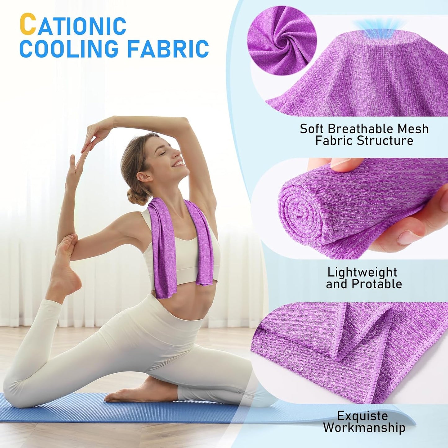 Pleneal Cooling Towels - 6 Pack Cooling Towel (40"x12"), Ice Gym Towels for Working Out, Microfiber Cooling Towels for Neck and Face, Yoga Towel for Home Gym, Workout & More Activities