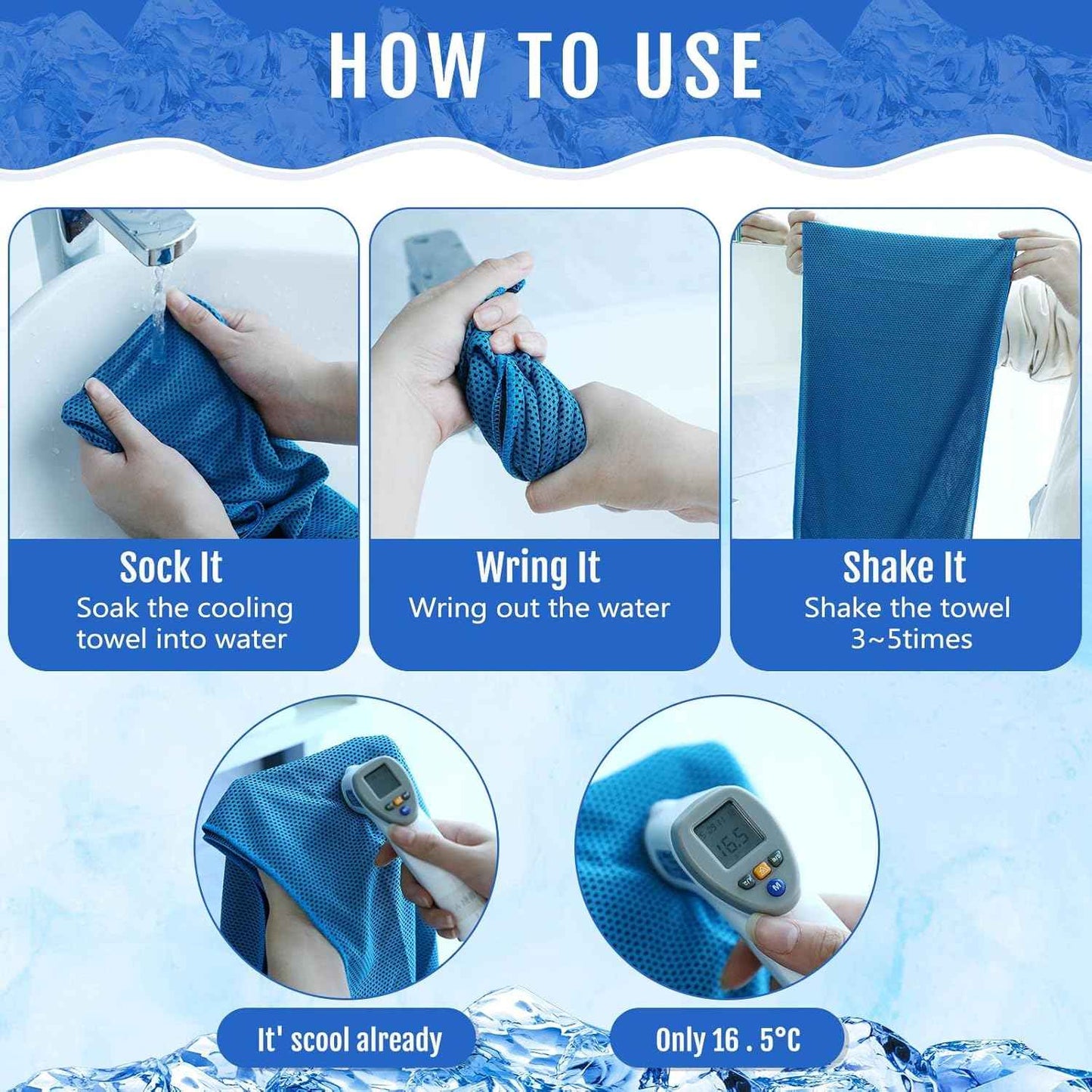 Hosuly 12 Pcs Cooling Towels for Face and Neck 12 x 40 Inch Workout Towels for Gym Fast Drying Hot Weather Sweat Rag Cold Cooling Cloth with 12 Bags Athletes Sport Yoga Golf(Light Blue)