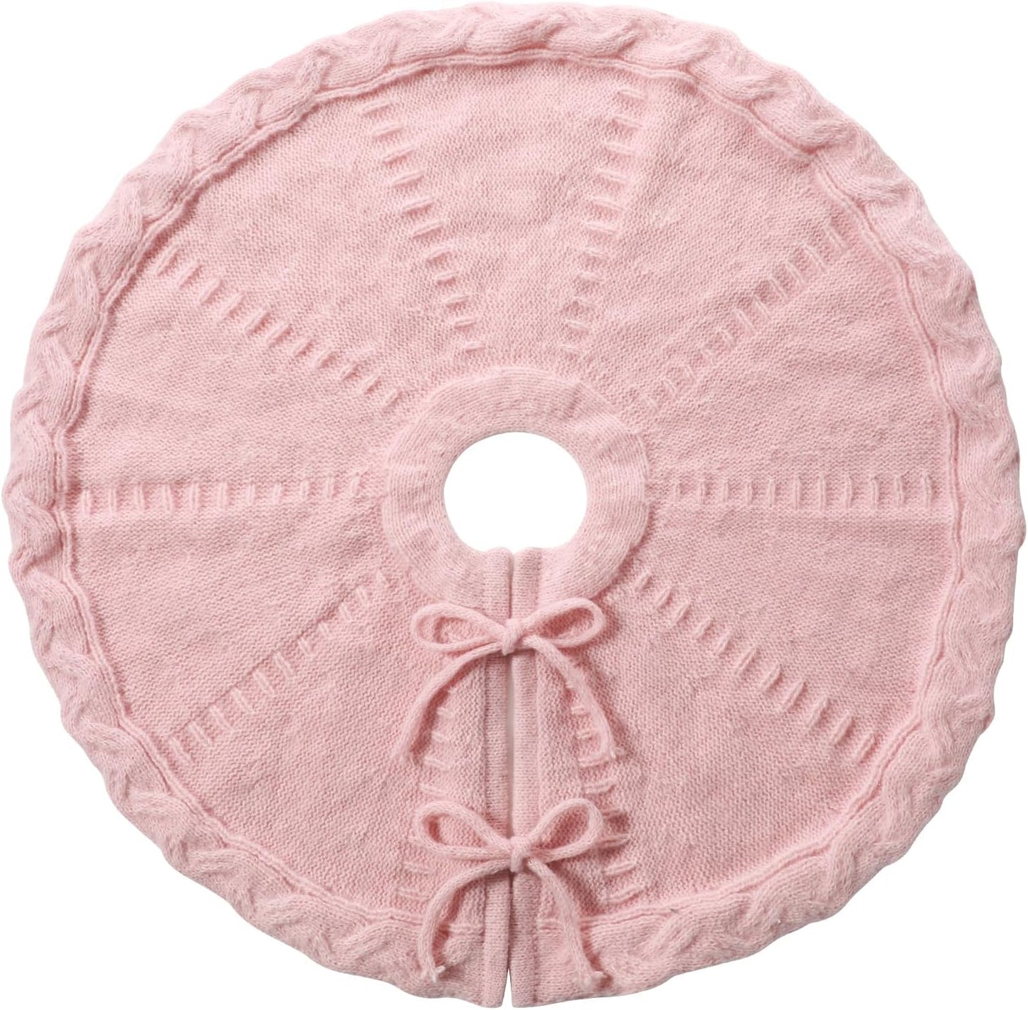 Mini Pink Tree Skirt,18 Inches Knitted Christmas Tree Skirt,Christmas Tree Decorations, Farmhouse Decor Xmas Holiday Home Party Decorations