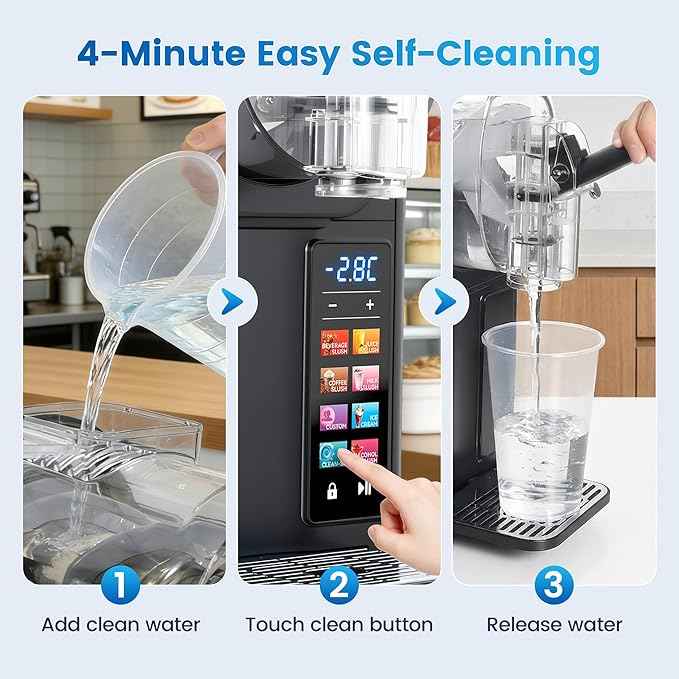 LEEVOT Slushie Machine & Soft Serve Ice Cream Maker 2 in 1, Frozen Drink Machine with Quicool Technology, 6 Presets, Child Lock, Self-Cleaning, Margarita Slush Daiquiri Machine for Home, 120V 60HZ