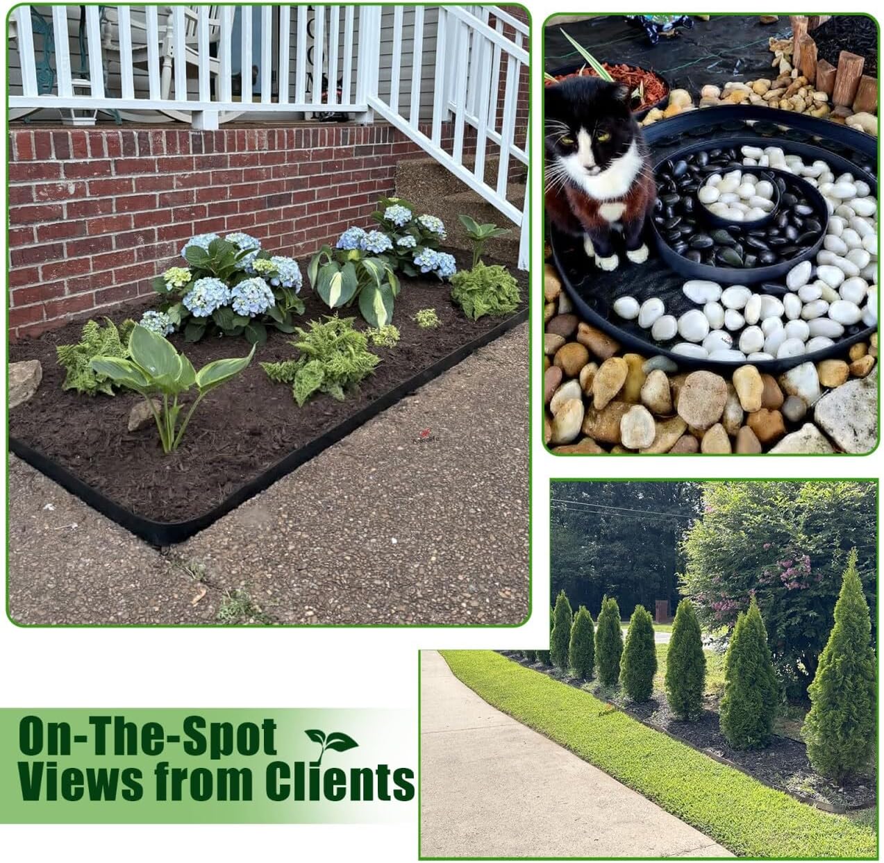 No Dig Durable Garden Landscape Edging Kit, 2 Inch Tall Black Plastic Lawn Border with 72pcs Anchoring Spikes for Landscaping, Flower Gardens, Lawn (60FT+72pcs Anchoring Spikes)