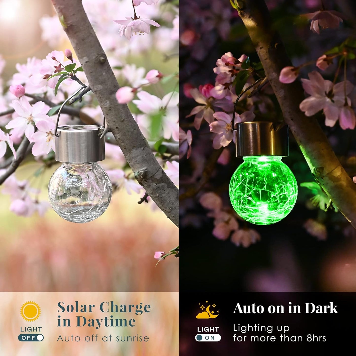 SOLPEX 12 Pack Solar Outdoor Lights Decorative, Hanging Solar Light Outdoor Solar Powered Waterproof Lights, Hanging Globe Light for Garden, Yard, Patio, Lawn, Flower Bed(Color Changing)