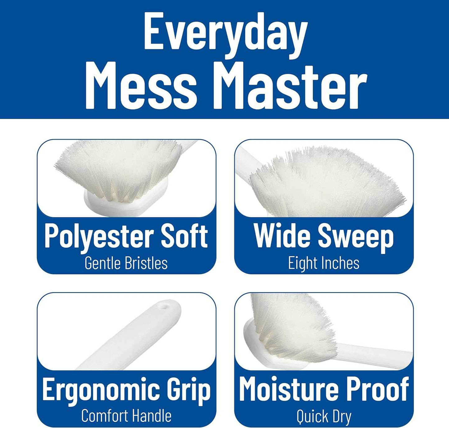 CFS 36620L00 Flo-Pac Plastic Handle Utility Scrub Brush, Nylon Bristles, 20" Length, 2" Bristle Trim, White, 1 Count