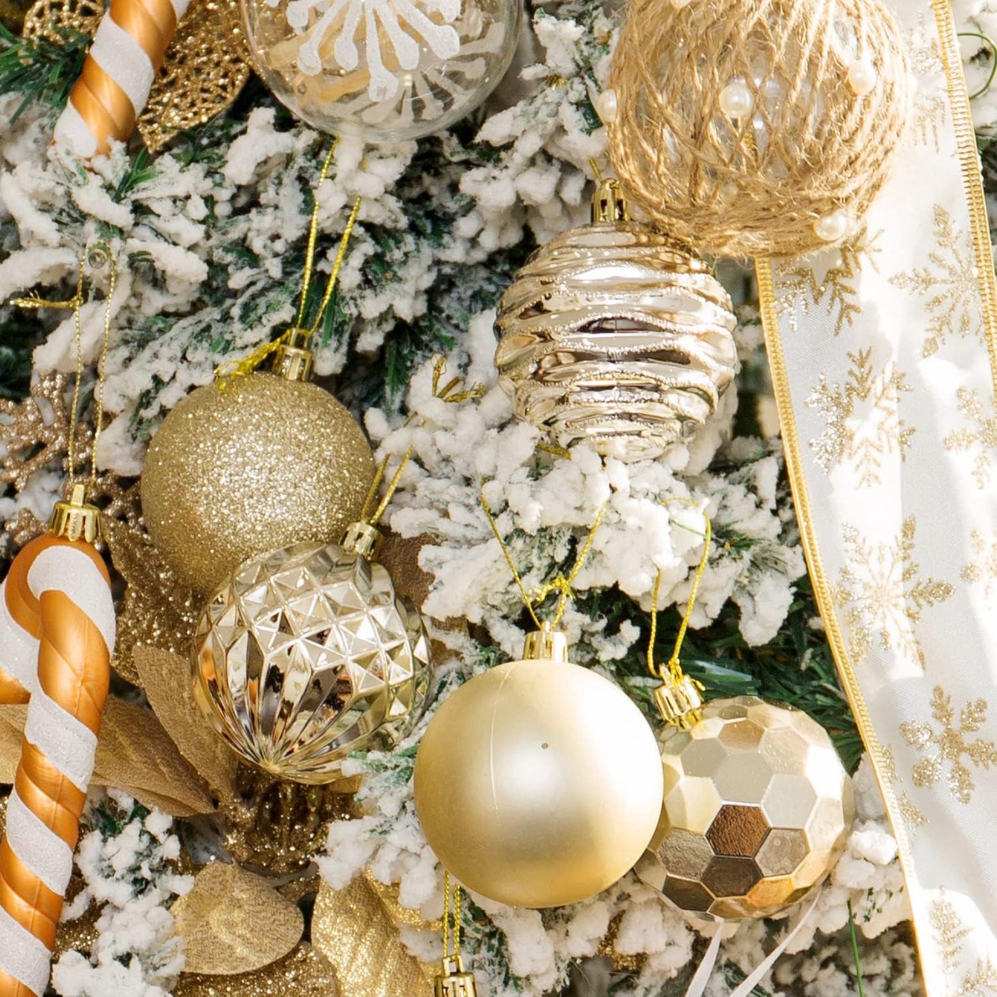 XmasExp 24ct Christmas Ball Ornaments Shatterproof Xmas Tree Hanging Balls Decorations Perfect for Holiday Wedding Christmas Decor (Champagne, 2.36")