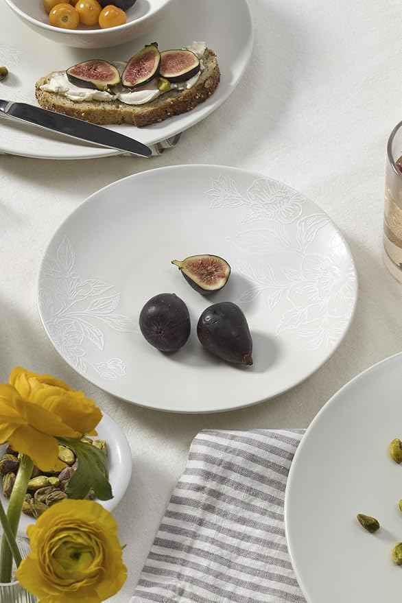 Oneida 897397 Roseto 12-Piece Dinnerware Set, White
