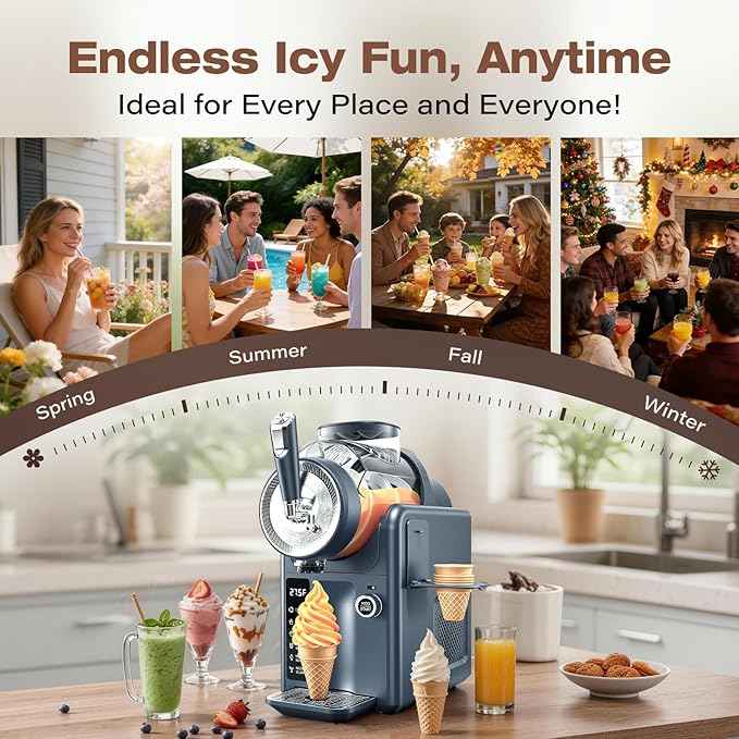 SYINTAO Slushie Machine No Ice Needed, 2-in-1 Frozen Drink & Soft Serve Ice Cream Maker, 75oz Self-Chilling Slushy Maker with 5 Presets, LED Display & Auto Clean for Home & Party (Blue-gray)
