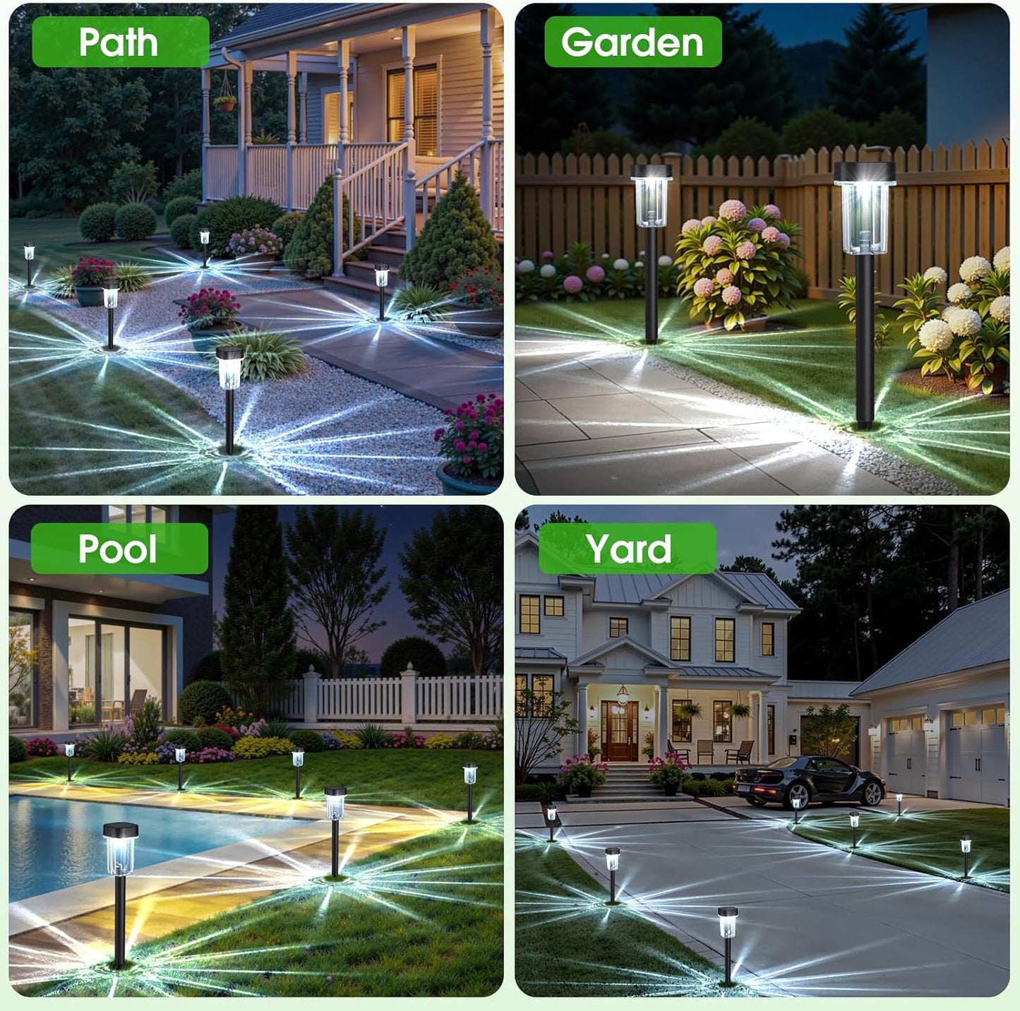 Outdoor Solar Lights for Yard 8 Pack, Solar Pathway Lights Waterproof 6000K Cold White LED Landscape Lighting for Garden Outside Landscape Lawn Driveway Walkway Path Patio