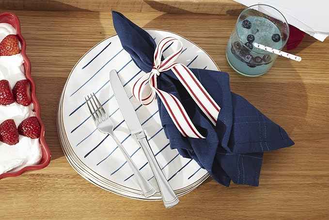 Lenox 895695 Blue Bay Stripes 4-Piece Dinner Plate Set