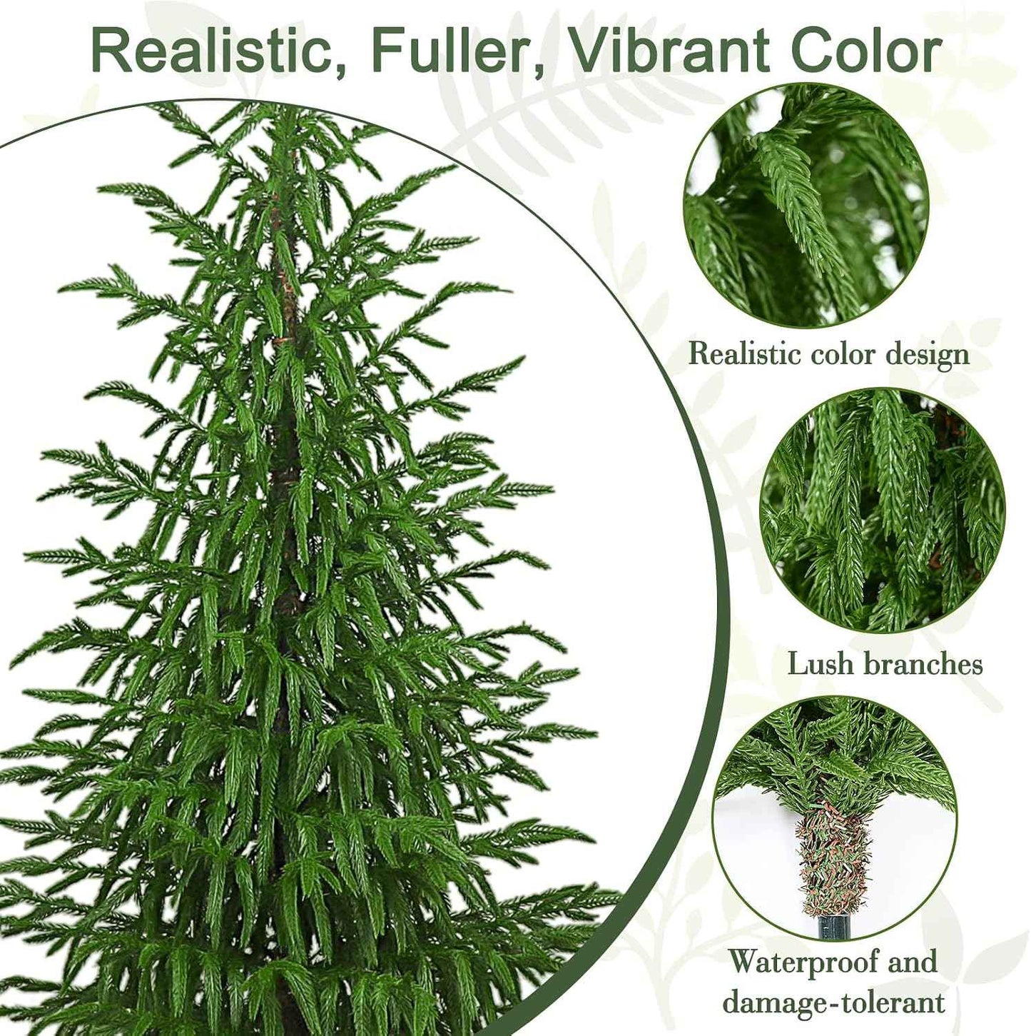 Lifecapido Artificial Norfolk Pine Tree, 4ft Realistic Christmas Tree, Fake Potted Plants for Front Porch Outdoor Indoor Garden Christmas Decor