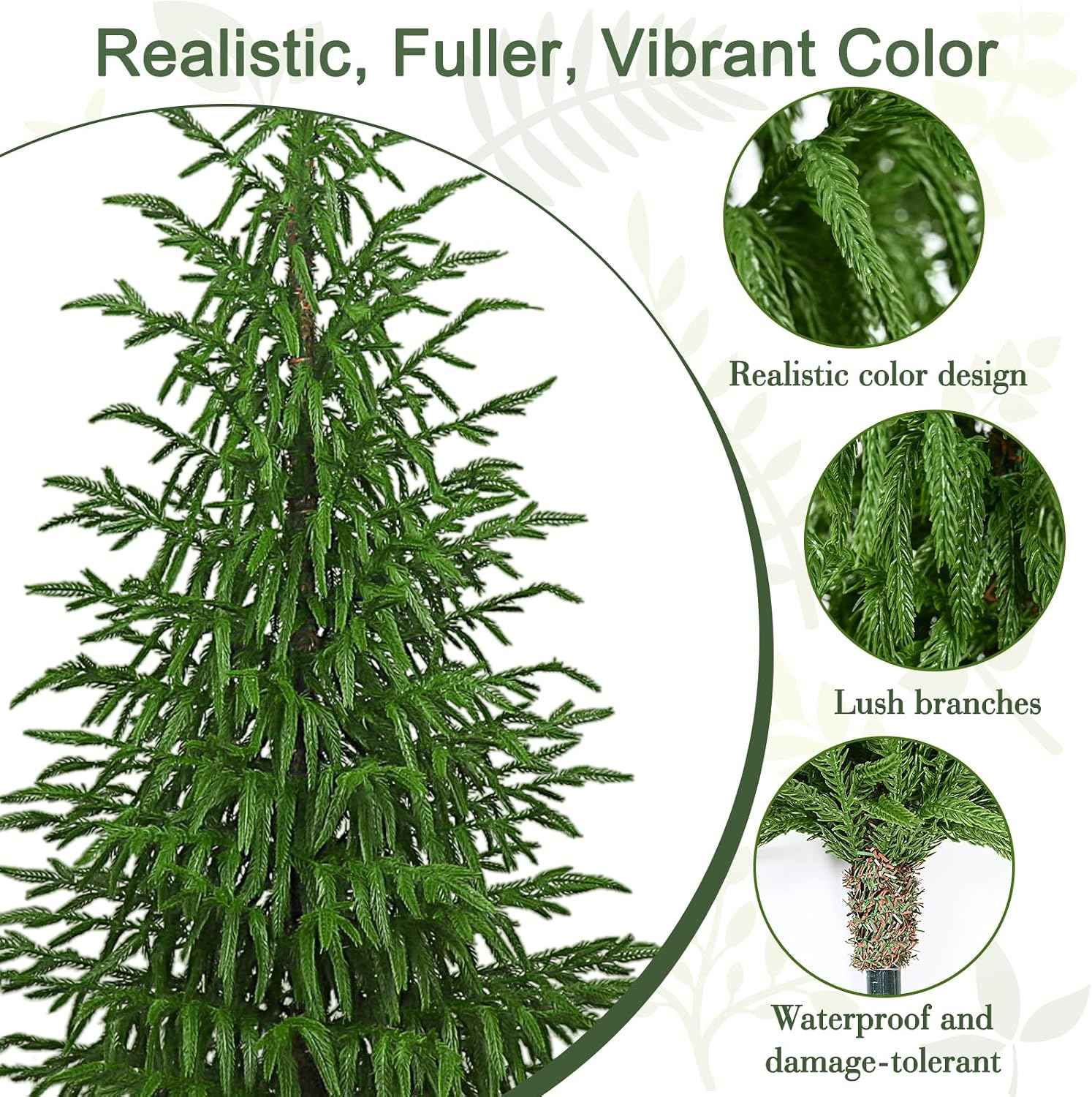 Lifecapido Artificial Norfolk Pine Tree, 4ft Realistic Christmas Tree, Fake Potted Plants for Front Porch Outdoor Indoor Garden Christmas Decor