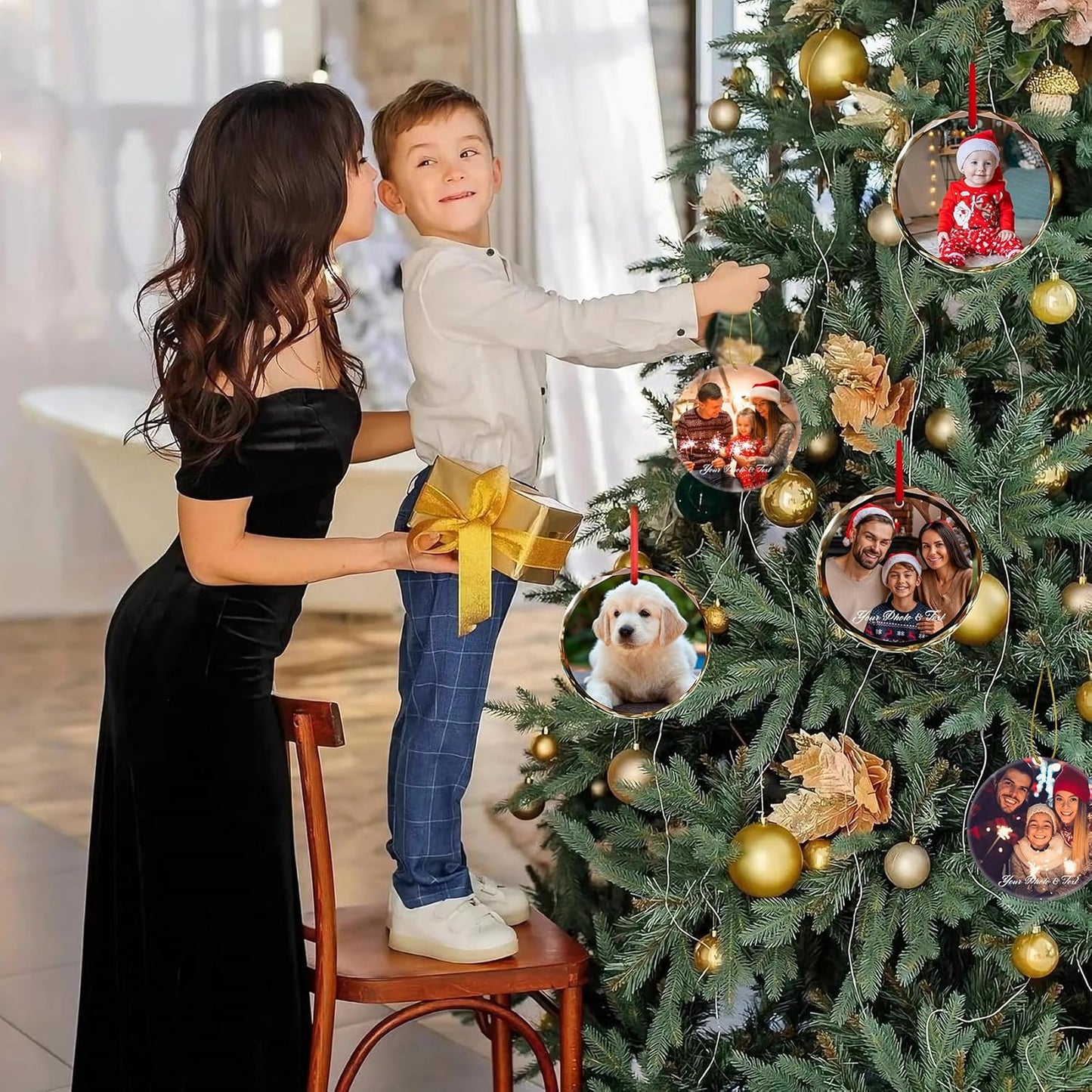 Personalized Christmas Ornaments,Custom Christmas Ornament,Custom Photo Text Glass Christmas Ornament,2025,Customized Christmas Ornaments,Gifts for Family Kids Couple Friends