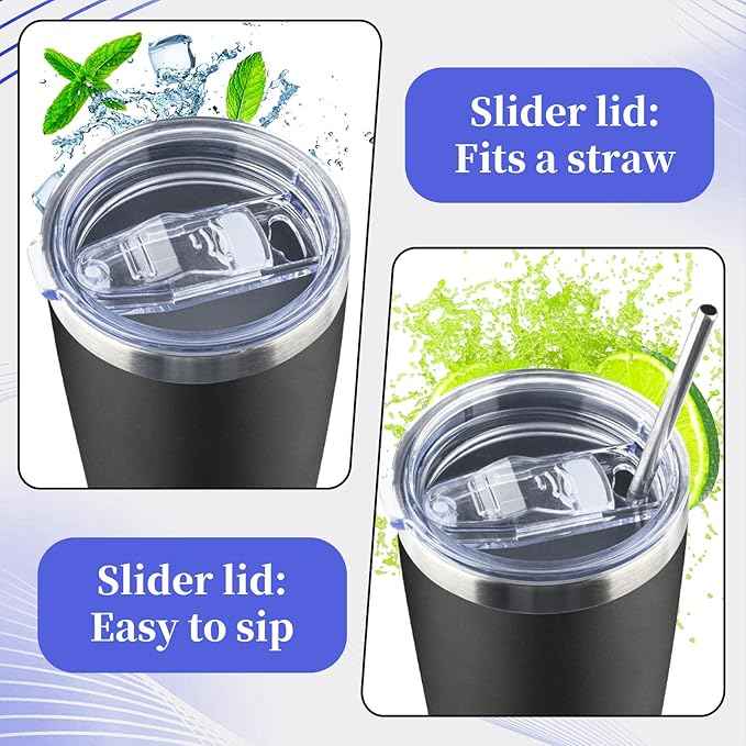 40 oz Tumbler with Lids and Straws Double Wall Vacuum Insulated Tumbler Cup,Stainless Steel Leak-proof Thermal Tumbler Powder Coated Travel Coffee Mug for Cold and Hot Drinks,Black