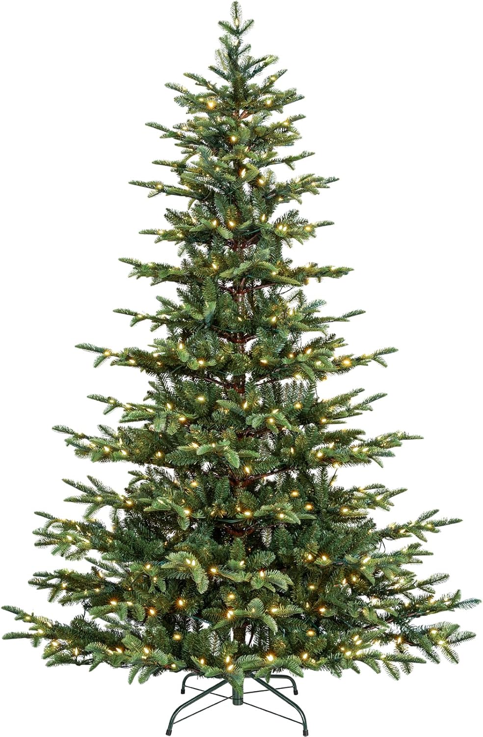 Hykolity 7.5 ft Prelit Christmas Tree, Artificial Christmas Tree with 450 Warm White LED Lights, 1173 PE&PVC Branch Tips, Metal Stand and Hinged Branches