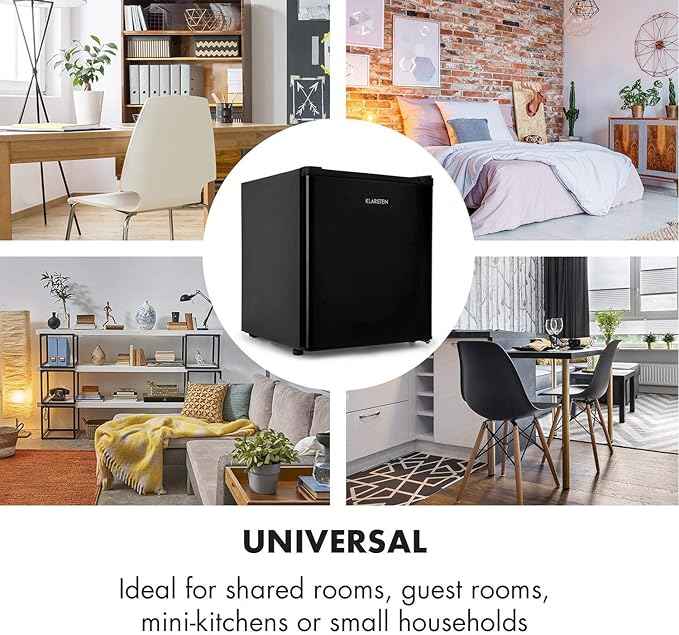 Klarstein Garfield Eco - 34 Litre Capacity, 4-Star Freezer Compartment, 117 kWh/Year, 2 Levels, 41 DB, Removable Grid Shelf, Freestanding, Space Saving, Approx. 44 x 52 x 47 cm, Black