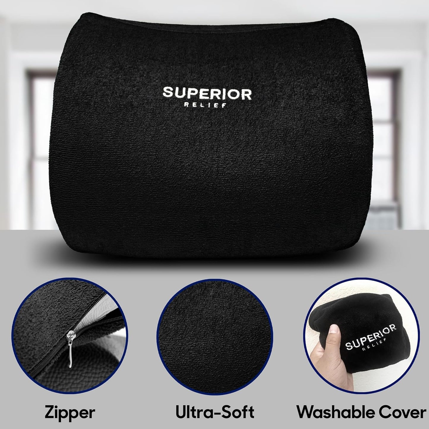 Lumbar Support Pillow with Cooling Gel Ergonomic Back Cushion for Office Chair, Car Seat & Gaming Chair Spine & Posture Support Cushion for Lower Back Pain Relief and Comfort