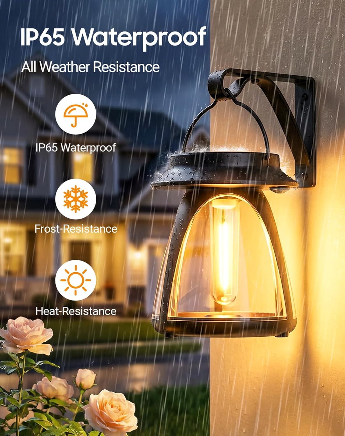 Solar Lanterns Outdoor 2 Pack, Hanging Solar Lights Waterproof IP65, 8-14h Long-lasting Warm Light, 2 Modes Solar Powered Modern Lantern/Lamp for Garden Patio Yard Decor, Gifts for Mom, Women, Old Men