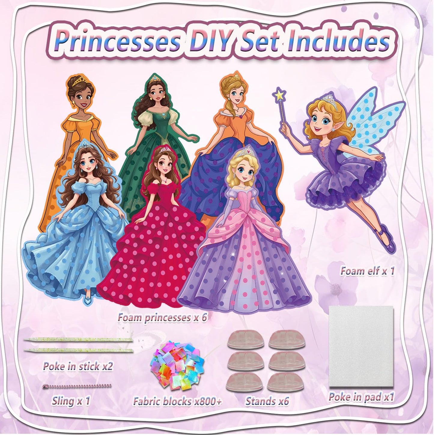 mom&myaboys Poke in Fun Art Kit for Kids DIY Princess Craft Set Birthday Gifts for Girls Ages4-8,Mess-Free Art for Children Fun Activity for Boys Old 3 4 5 6 7 8 9,Christmas Gift for Kid 3 Up