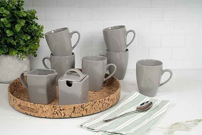 10 Strawberry Street Nova Square 40 pc Dinnerware Set, Gray