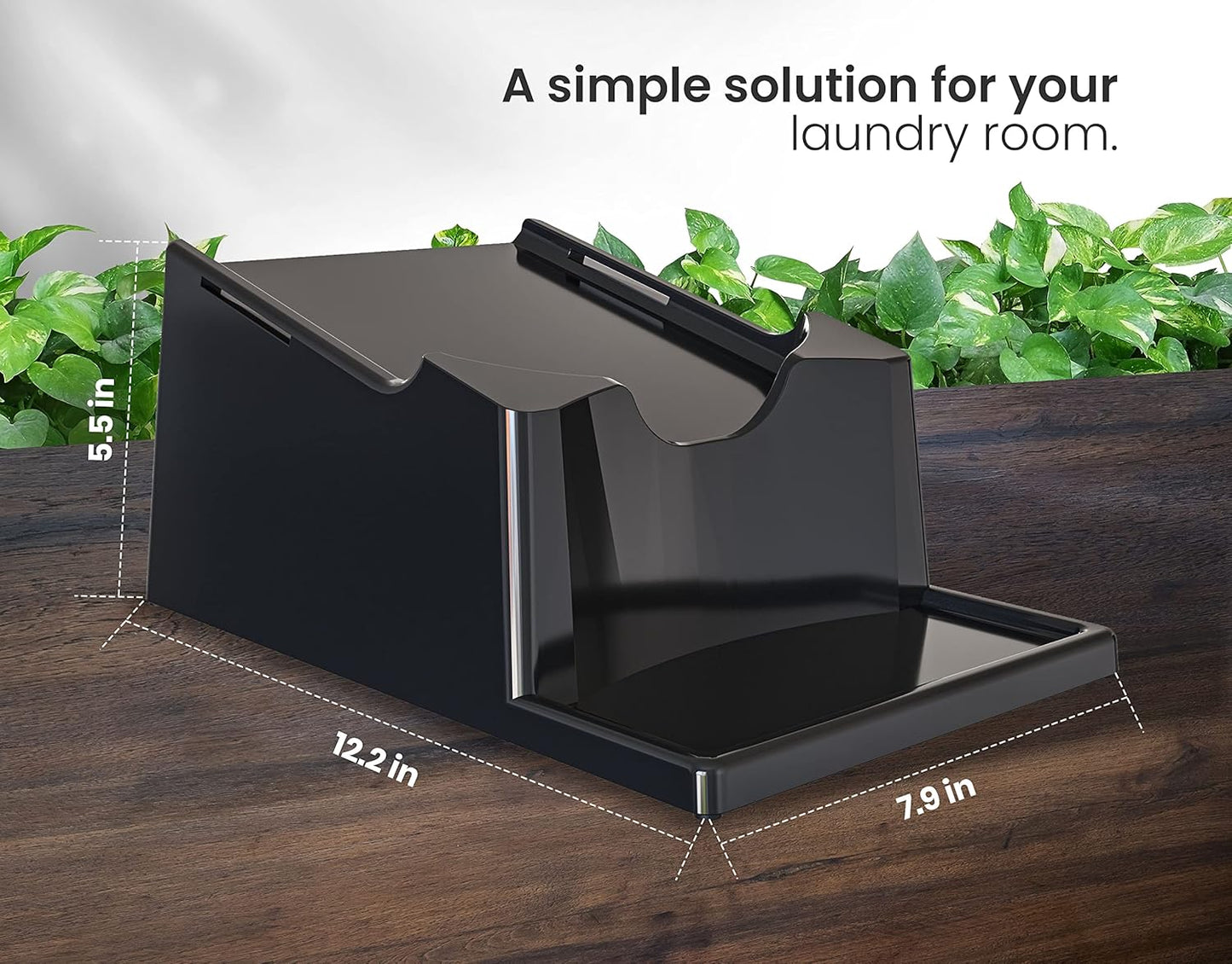 TidyFriend Liquid Laundry Detergent Holder Stand with Drip Tray & Rubber-Grip Feet, Stand for Laundry Room Organization and Storage, Fabric Softener Dispenser with Cup Holder for Easy Pouring (Black)